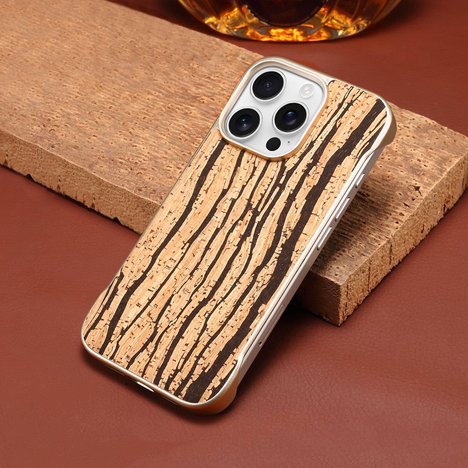 [Exclusive] Applicable to iPhone16 mobile phone case, Apple paint frame, cork material, anti-drop mobile phone case iPhone 16 ProMax