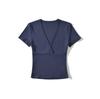Cross Deep V-neck Short-sleeved T-shirt Women's Summer New American Spice Girl Style Solid Color Thin Short Bottoming Top