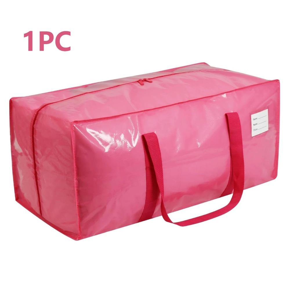 

4PCS Pink Large Capacity Storage Bag, Movable and Waterproof PVC Zipper Bag, Can Be Carried By Hand and Is A Sturdy Storage Bag
