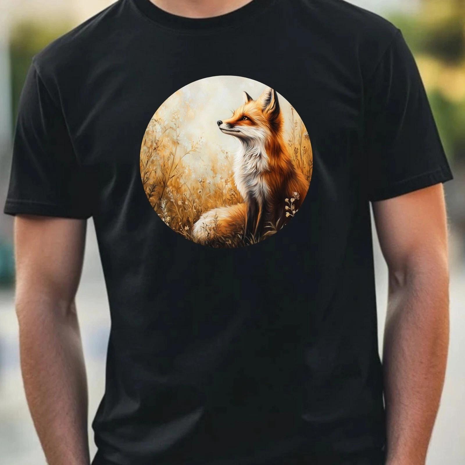 T-Shirt Herren Fuchs Portrait Motiv Baumwolle Größe XS bis 5XL S