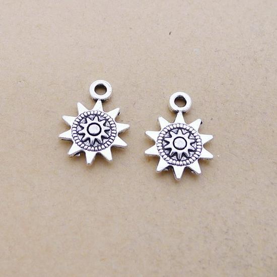 A5828 Antique Silver Sunflower Alloy Vintage DIY Jewelry Accessories, 200-Pack, 1 Gram