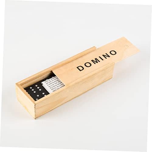 Kisangel 2 Sets Black Wooden Dominoes with Storage Box, Kids Educational Toys for Creativity, Table Game