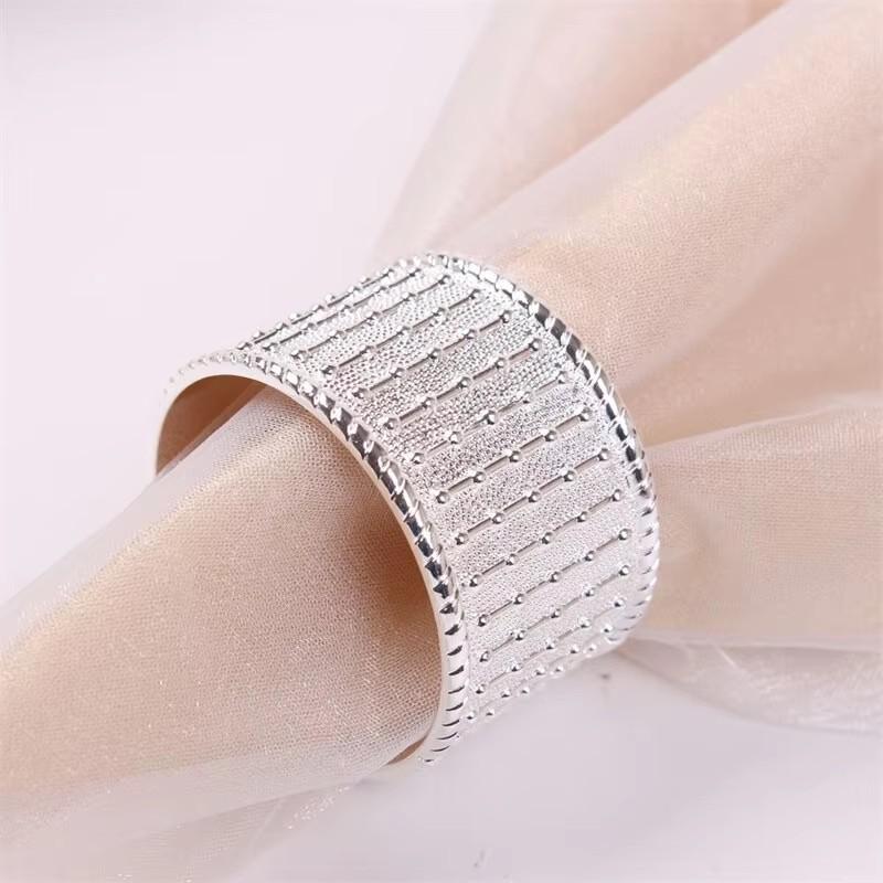 4 Pcs Zinc Alloy Die-casting Bead Curtain Napkin Ring Bead Section Napkin Buckle Golden Silver Napkin Ring Kitchen Decor Supplie