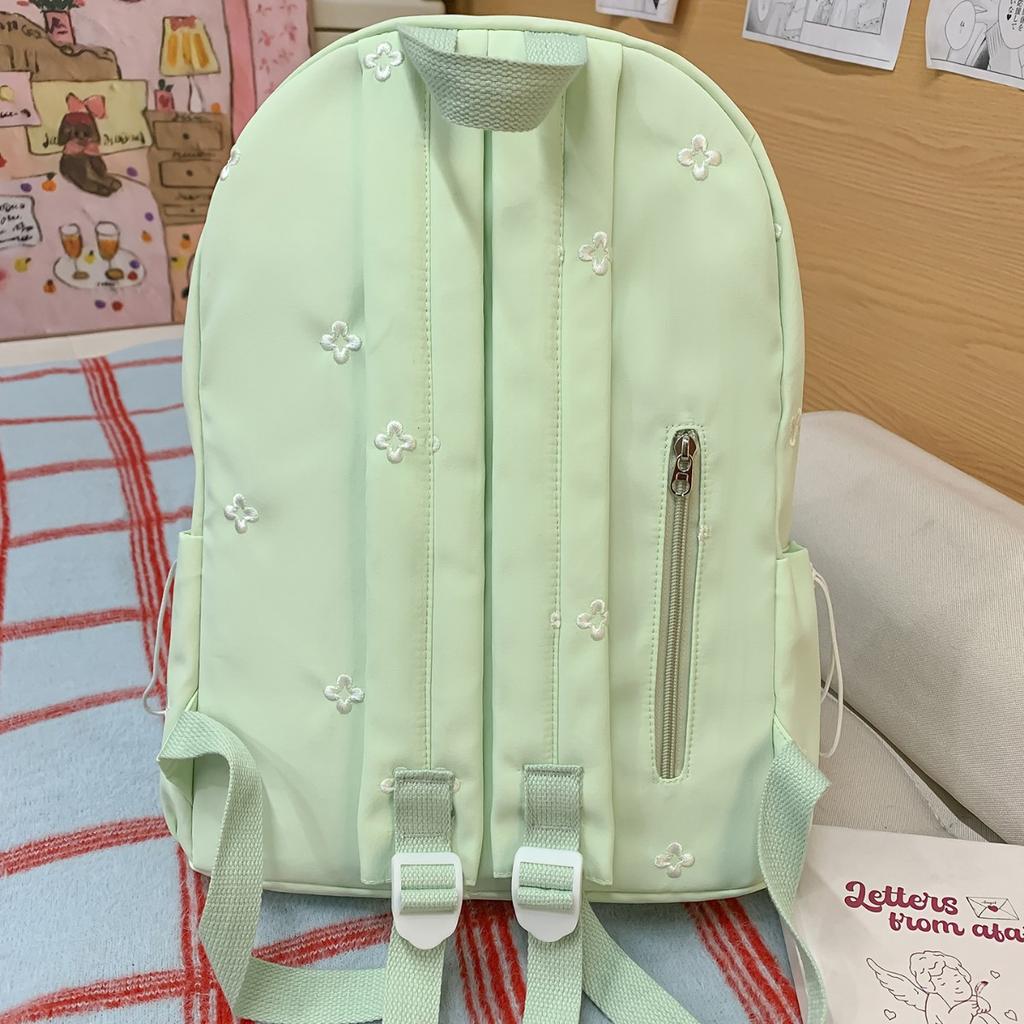 Korean Mori Sweet Soft Girl Travel Backpack High Value College Style Embroidery Flower Middle School Student Backpack