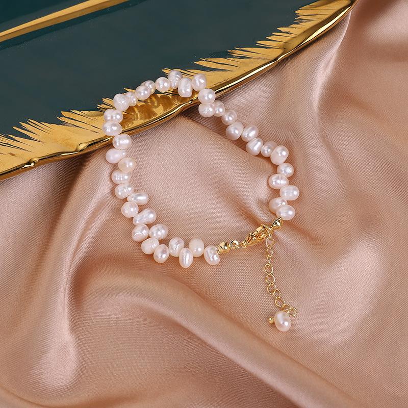 Natural Freshwater Pearl Necklace Women's Bracelet Personalized Design Pearl Sweater Chain Women's Rice Grain Pearl Collarbone Chain