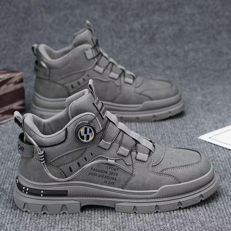 Martin boots men's high-top autumn retro men's casual leather shoes medium-top waterproof, non-slip and height-increasing tooling boots