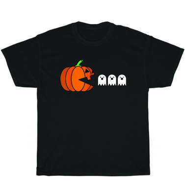 Funny Halloween Party Pumpkin Eating Ghost Gamer Gaming T-Shirt Unisex Tee Gift