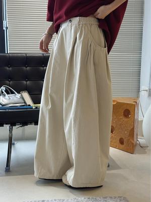 Xu Man Spring Japanese Retro High-Density Water-Washed Cocoon Shape Wide Leg Slimming Casual Long Pants for Women