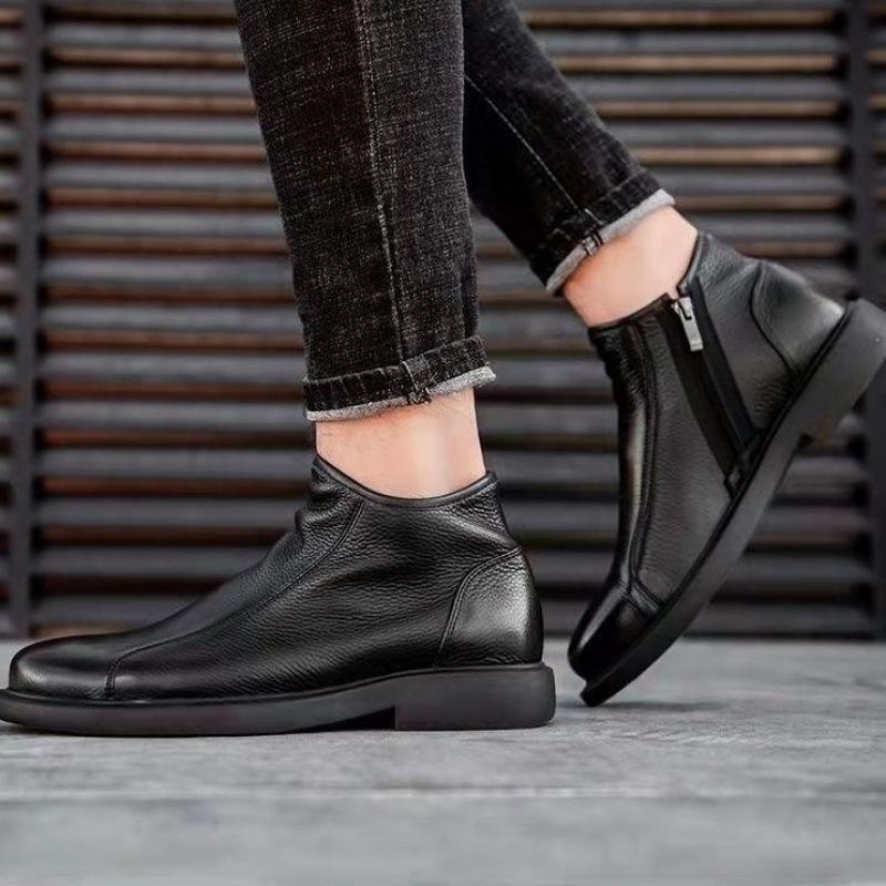 Autumn and winter new fashion Martin boots soft leather soft-soled boots men's cotton leather boots retro boots