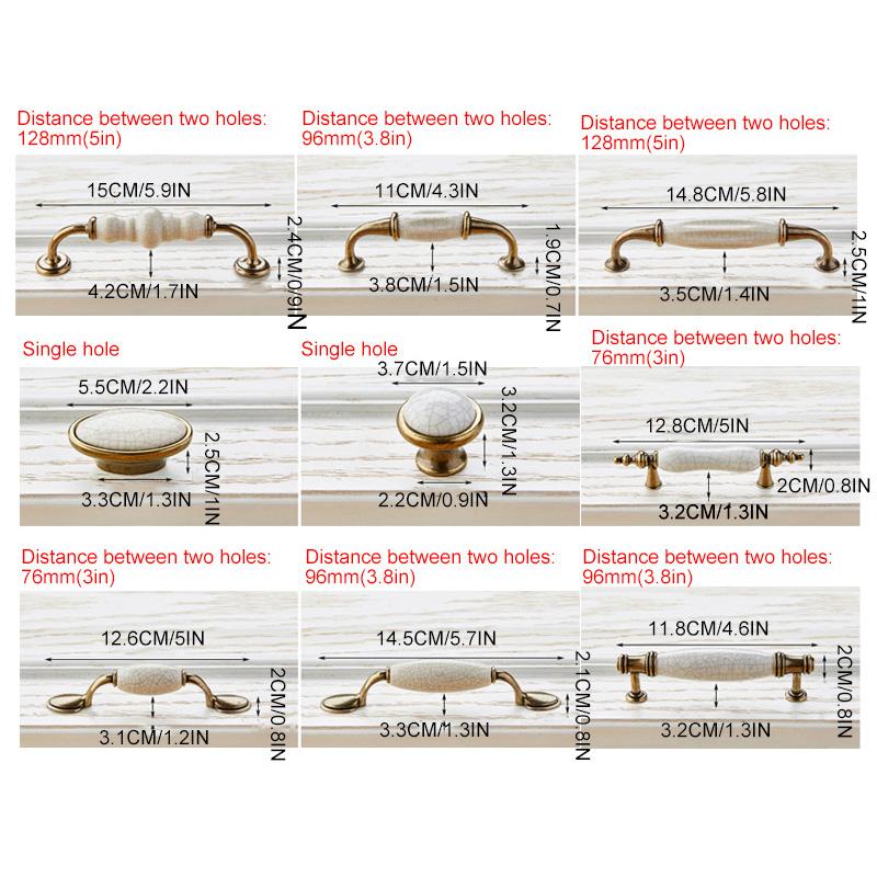 1PC with Screws Furniture Hardware Ceramics Antique Cabinet Handle French Style Cupboard Drawer Pull Wardrobe Door Knobs