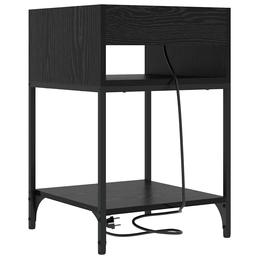 Nightstand Black Oak Effect 40 x 40 x 61 cm Engineered Wood