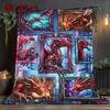Cyberpunk Dragon Portraits 2D Flat Pattern Flannel Blanket, High Quality All Seasons, Home Decor, Warmth and Comfort, Perfect for Christmas Gifts.