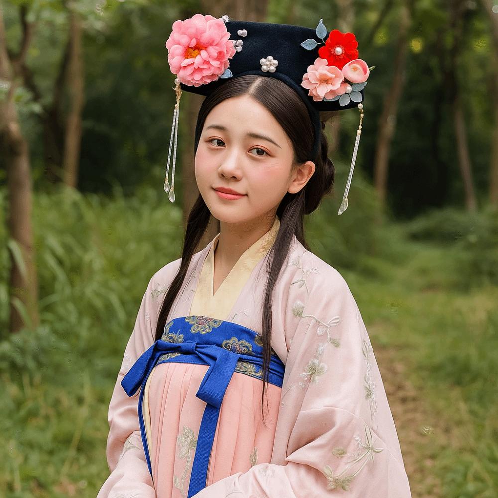 Non-slip Flower Headwear Traditional Cheongsam Headband Pearl Headband  for Women Girls