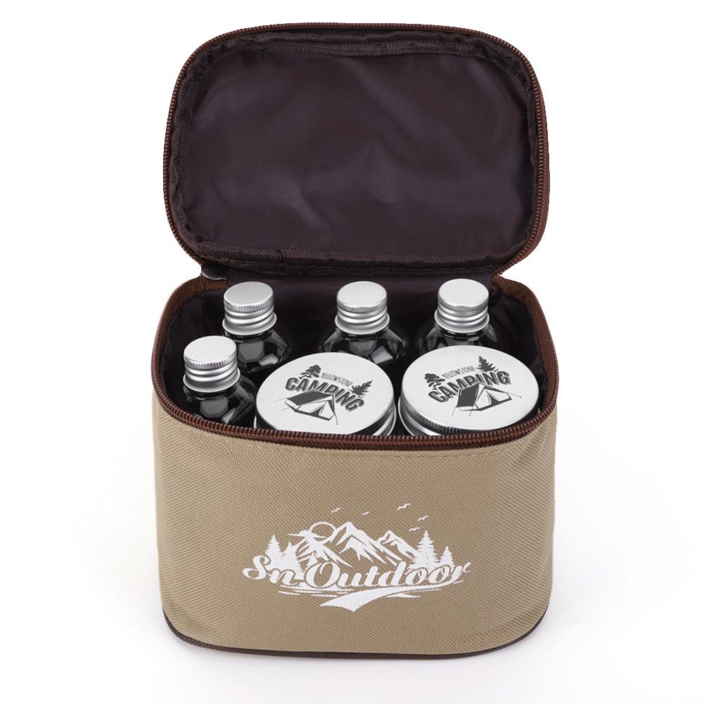 8Pcs Camping Spice Kit with Storage Bag Outdoor Spice Bottle Set Portable Pepper Spice Storage Jars Set for Outdoor Camping BBQ