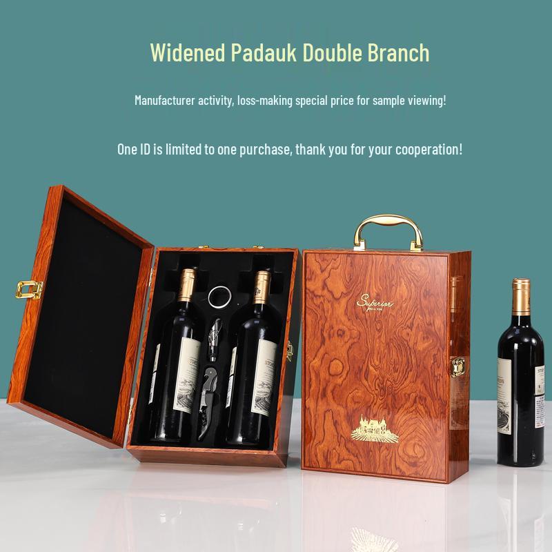 Высококачественная деревянная подарочная коробка для двух бутылок вина с отделкой рояльным лаком
