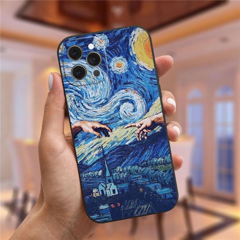 Vincent Van Gogh Starry Night Flower Phone Case For Iphone 13 12 11 Pro Max Mini X XR XS 8 7 6S Plus Mona Lisa David Soft Cover