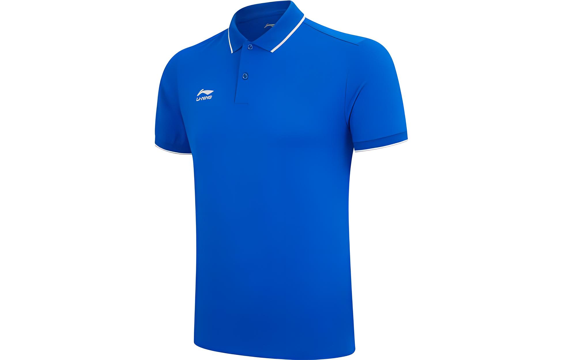 Li Ning Polo Shirts Unisex Blue Polo Collar Moderate Other APLS093-3 XL