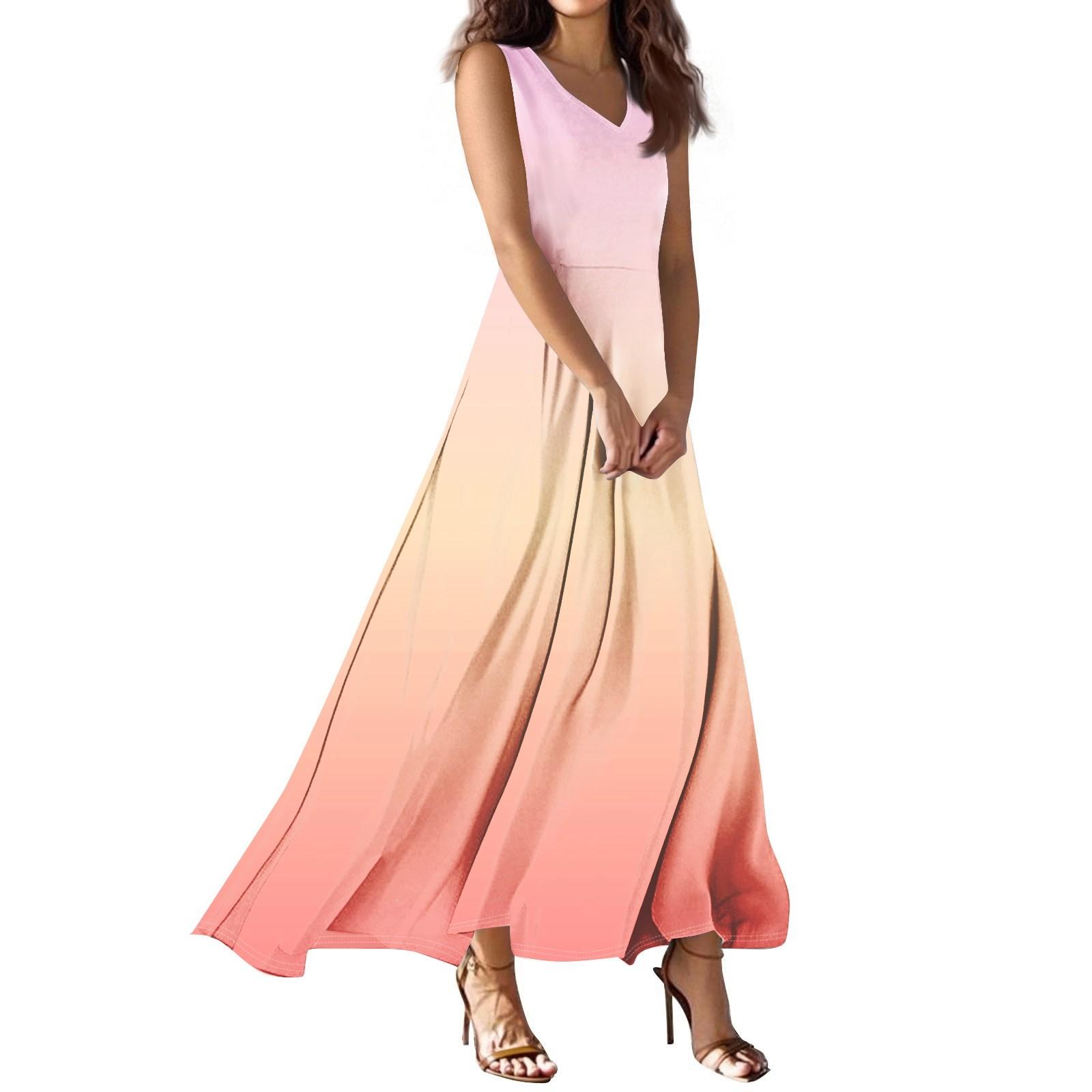 

Женское летнее повседневное модное платье с принтом, платье без рукавов с V-образным вырезом XXL оранжевый