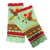 Stylish Half Finger Gloves for Women Knitted Winter Wrist Warmers with Floral Embroidery