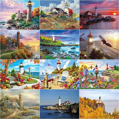 5D Diamond Painting Vuurtoren Kits Diamant Borduurwerk Mozaïek Zee Borduurwerk Strass Woondecoratie