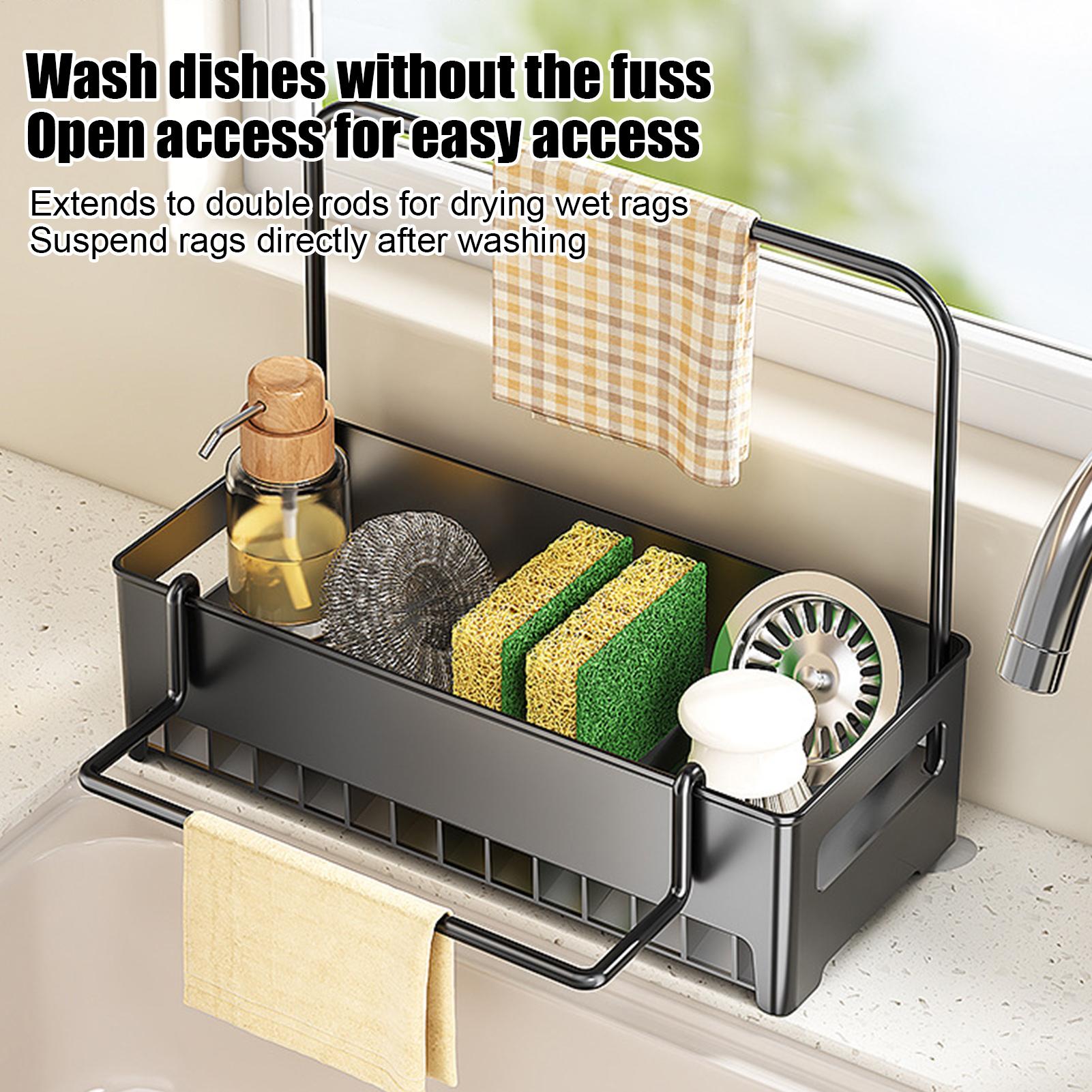 

Sink Cleaning Tools Storage Rack Kitchen Multifunctional Plastic Drain Rack for Sponge Cleanser Organizer Rag Hanger CN