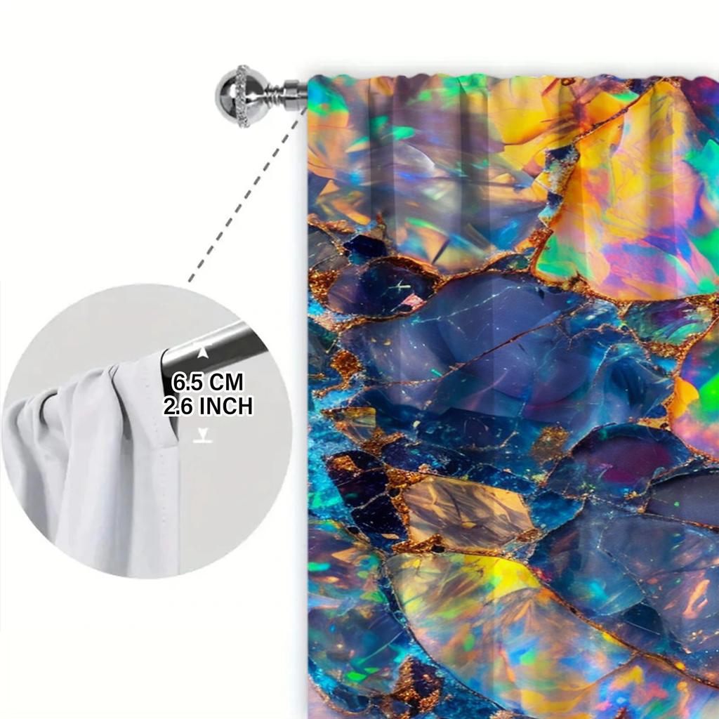 Set Of 2 Brilliant Colored Glass Stone Printed Curtain Home Decor Window Treatment Bedroom Office Kitchen Curtains Made Polyester