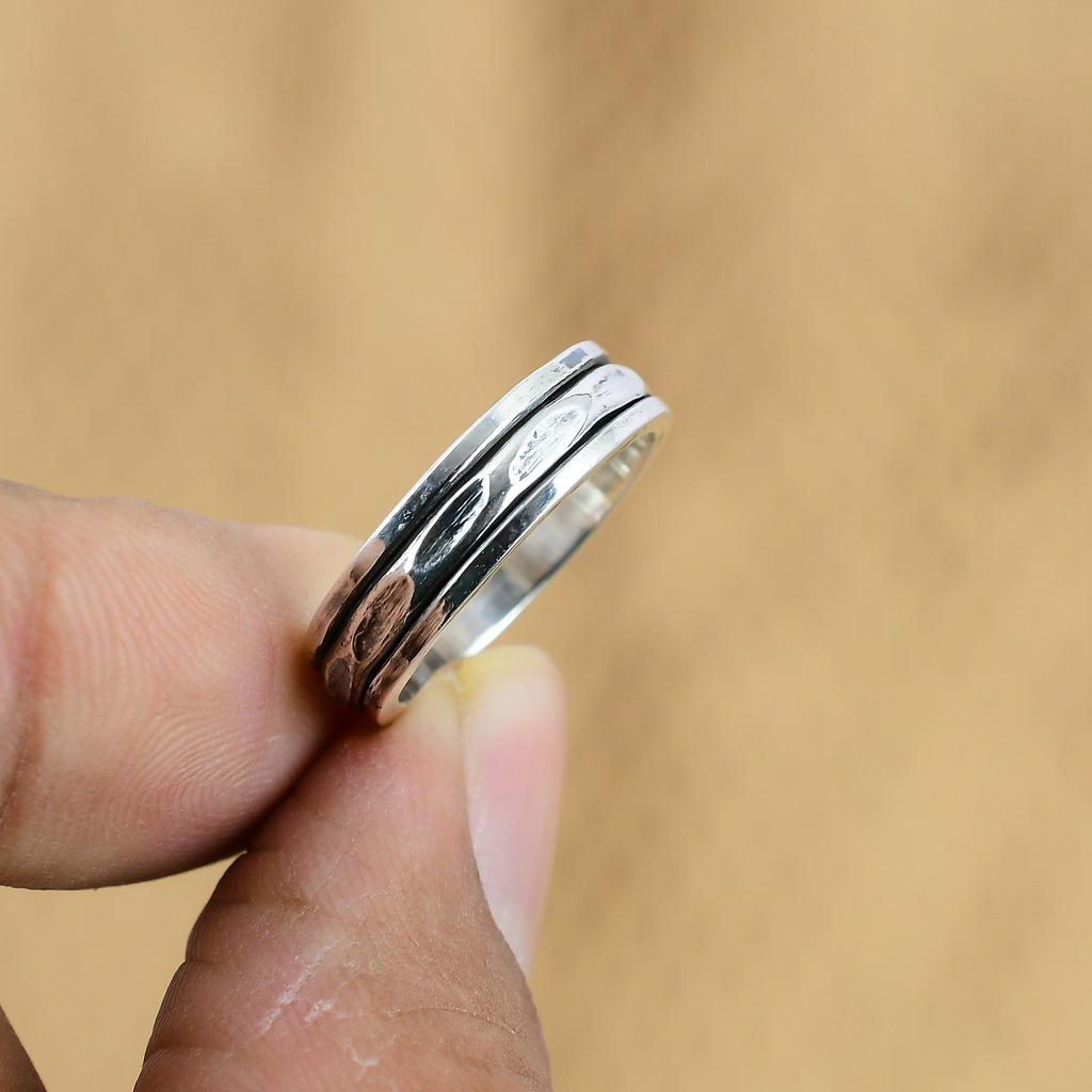 Gift For Women Spinner Ring Size 6.75 925 Silver Natural No Stone Gemstone