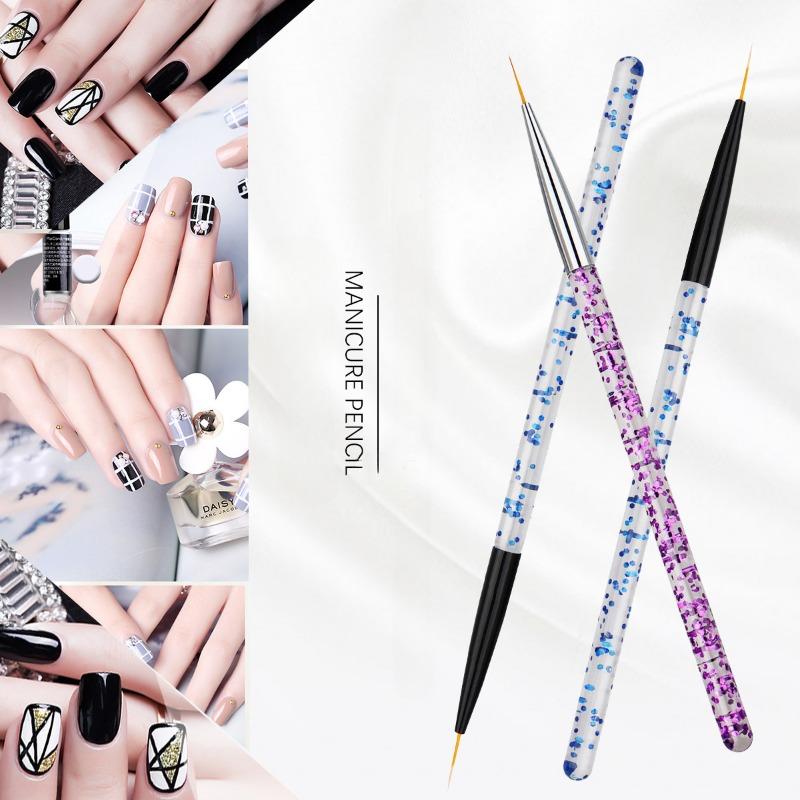Three Acrylic Exquisite Sequin Rod Pull Line Pen Flower Drawing Hook Line Tool Painting Nail Art Pen