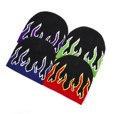 Autumn Knitted Hat Men's Hip Hop Street Flame Pullover Hat Winter Outdoor Riding Hat Versatile Beanie