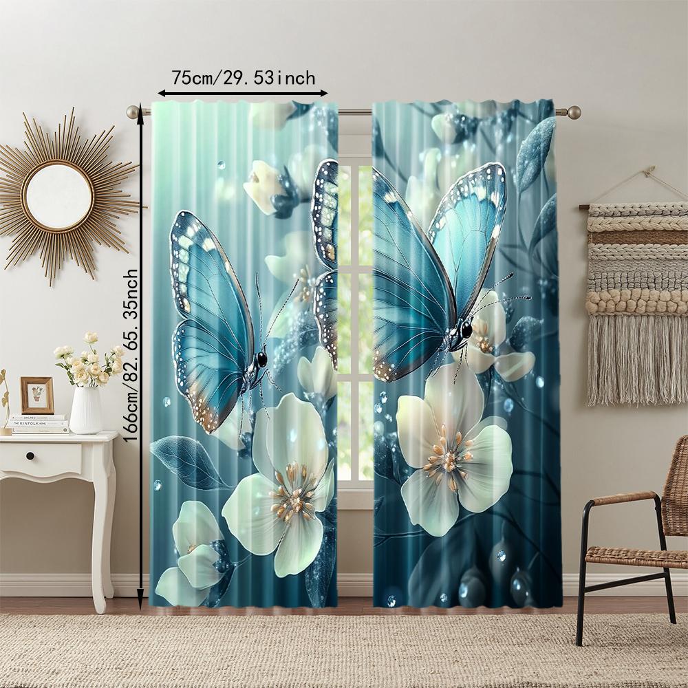 Set Of 2 Versatile Polyester Transparent Curtains Home Decoration Animal Butterfly Use Bedrooms Living Rooms Curtain For Area Made