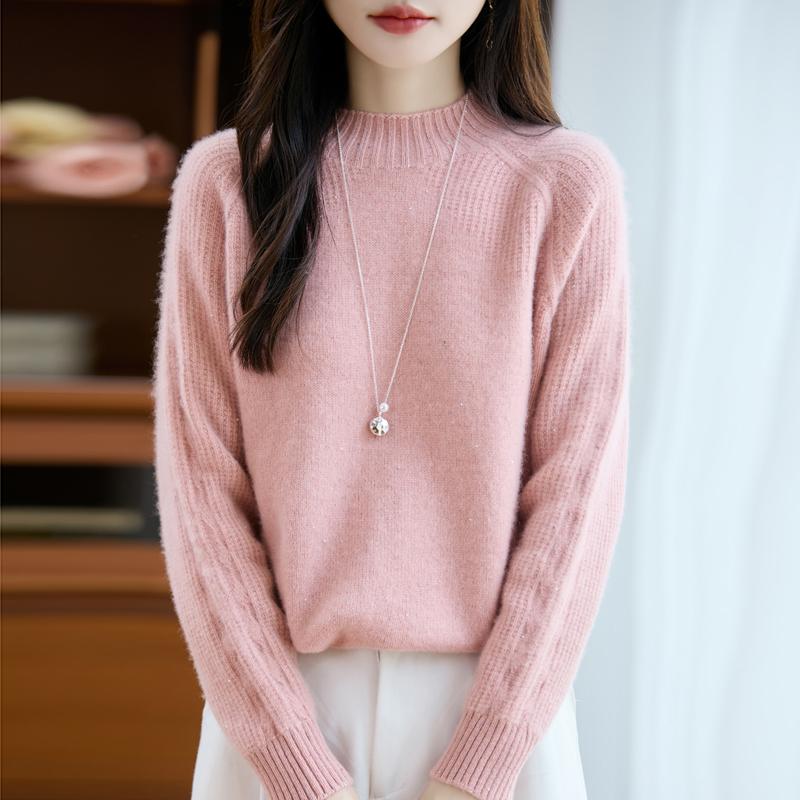 Damen Kaschmirpullover Qinghe Kaschmir 30% Kaschmir 70% Wolle Herbst- und Winterpullover warm und modisch
