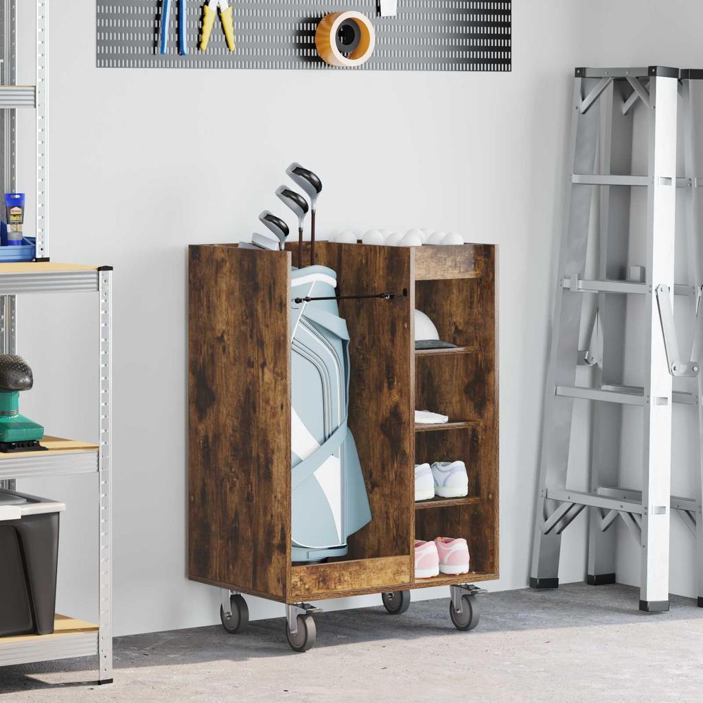 Golf Cabinet with Wheels Uni Smoked Oak 65 x 45 x 98 cm