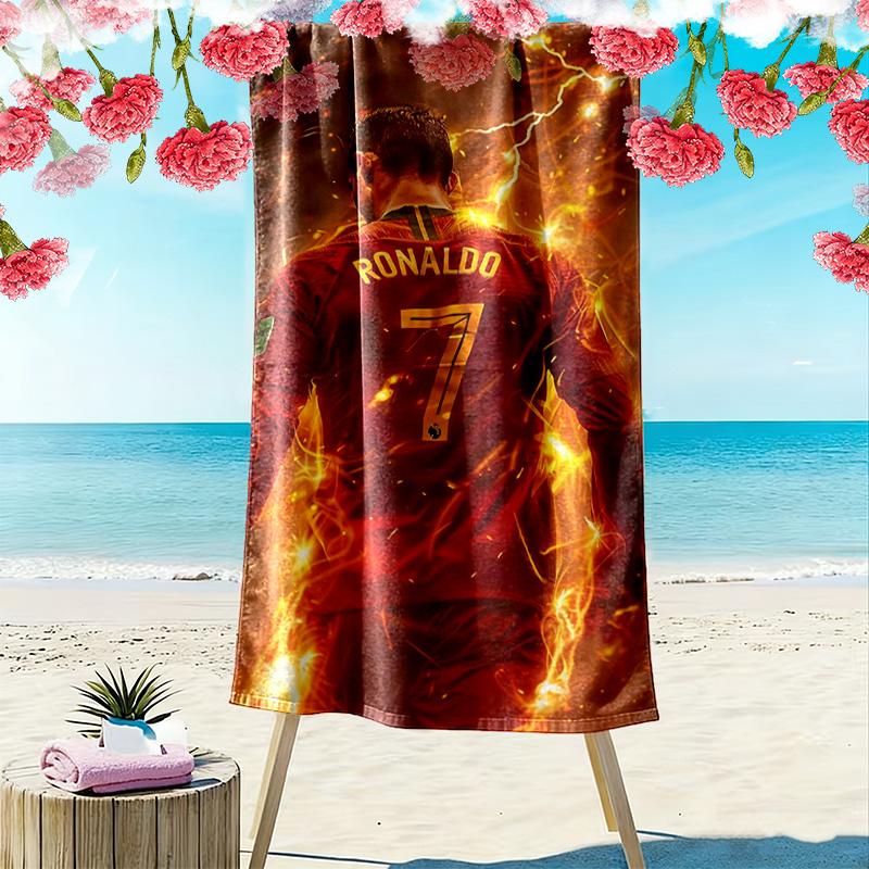 Asciugamano da Spiaggia con Stampa C Ronaldo, Asciugamano Grande Morbido ad Asciugatura Rapida per Spiaggia Campeggio Nuoto