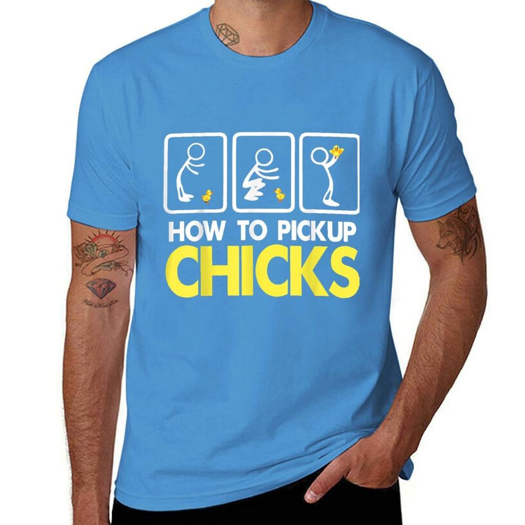 How To Pick Up Chicks T-Shirt Plus Sizes Vintage Graphics Aesthetic Clothing Short Sleeve Tee Men