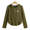 Maglietta da donna primaverile e autunnale, alla moda e versatile, felpa con cappuccio slim fit coreana, giacca in cotone con cerniera