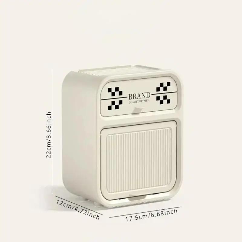 Nordic Style Checkerboard Bathroom Paper Towel Box Double Layer Shelf Waterproof No Perforated Wall Mounted Roll Paper Boxes