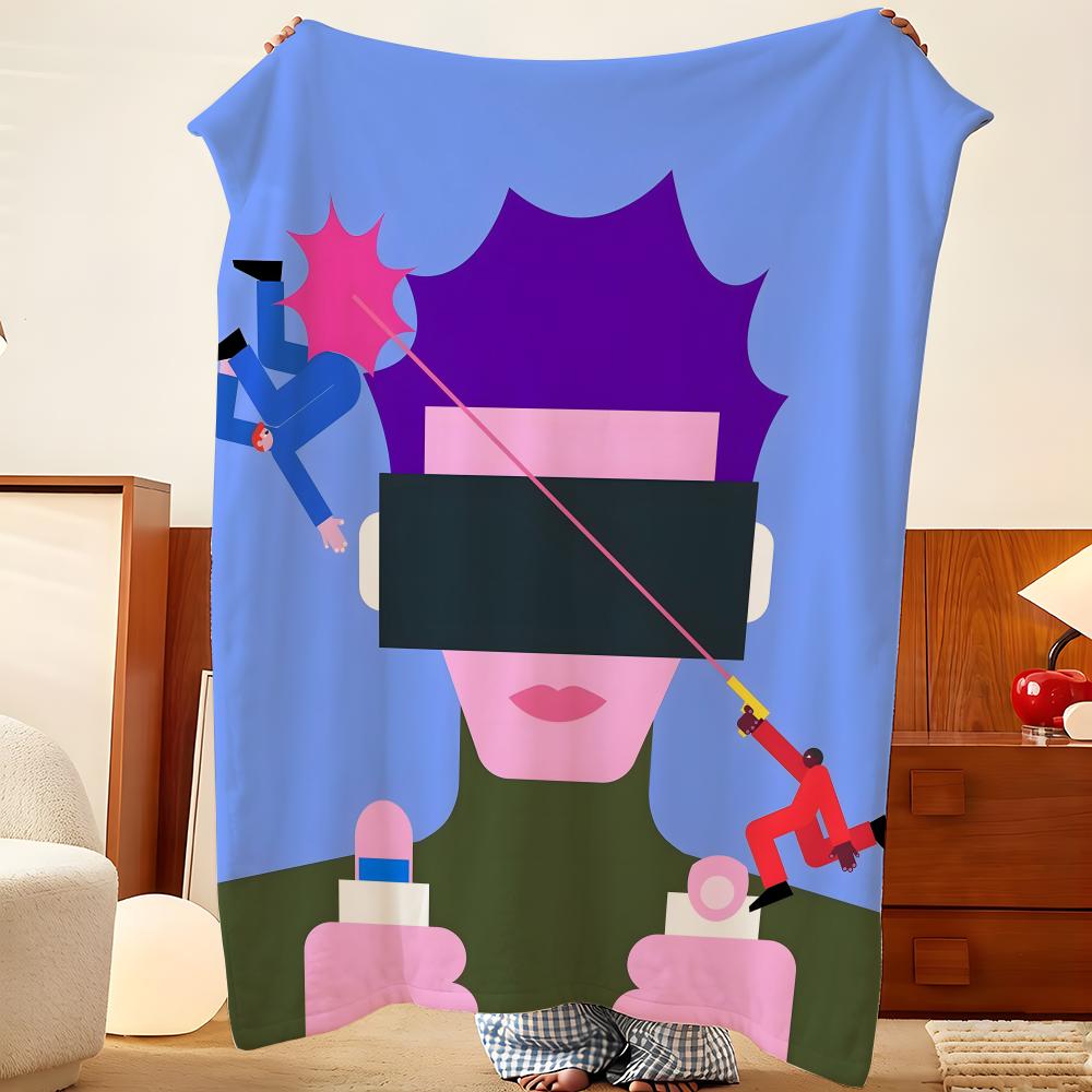 Artist A-Andy H-Huang Throw Flannel Throw Blanket, Lightweight Cozy, Durable Washable Cute Cool