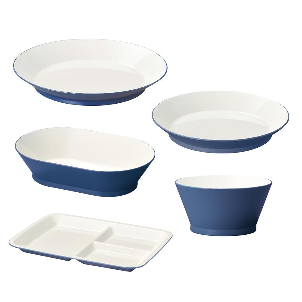 Серия Холмов Исида Набор из 5 предметов Индиго (Большая круглая тарелка, Маленькая круглая тарелка, Салатник, Тарелка для карри, Тарелка для обеда)