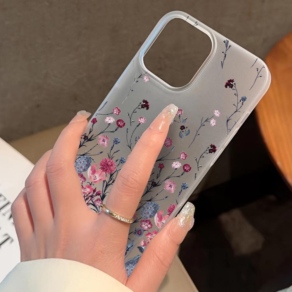 Pouzdra na mobilní telefon pro iPhone 11 13 15 Pro Max 12 14 Pro Max Pouzdro iPhone 16 15 Plus 13 Pro 12 Matná textura Malované kreslené květiny