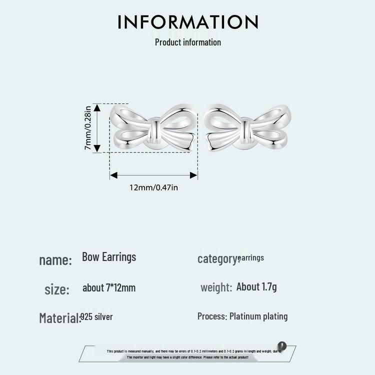 Avle Heart Bow Silver Earrings for Girls - S925 Sterling Silver