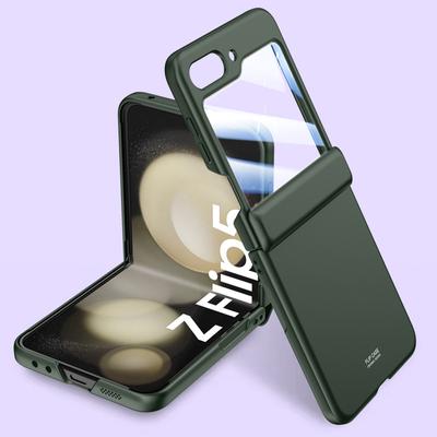For Samsung Z Flip5 Fashion Hinge Strong Cover Case for Samsung Galaxy Z Flip 5 5G Flip5 Zflip5 Tempered Glass Protective Film