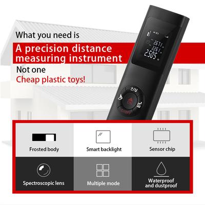 Handheld Multifunctional 40M/60M LCD Digital Laser Rangefinder Mini USB Charging Laser Distance Meter for Interior Decoration