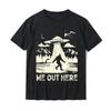 Y2k Casual Wear We Out Here Funny Bigfoot Cryptid UFO Abduction Printed T-Shirt Summer Short Sleeve Round Neck Tshirts Unisex...