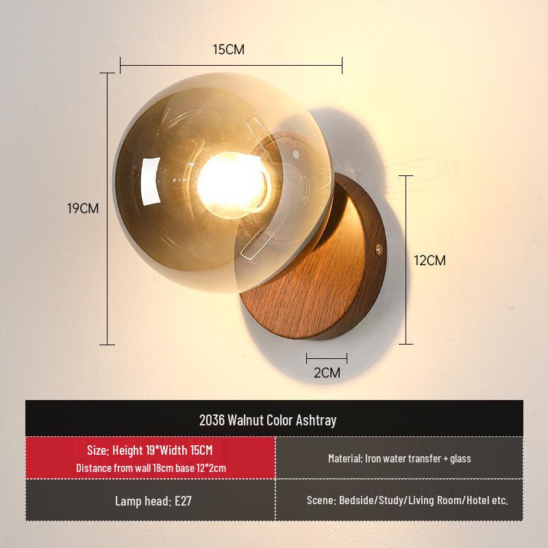 Moderne Wandleuchte aus Holz und Glas für Restaurants, Treppenhäuser oder Eingangsbereiche von Wohnzimmern