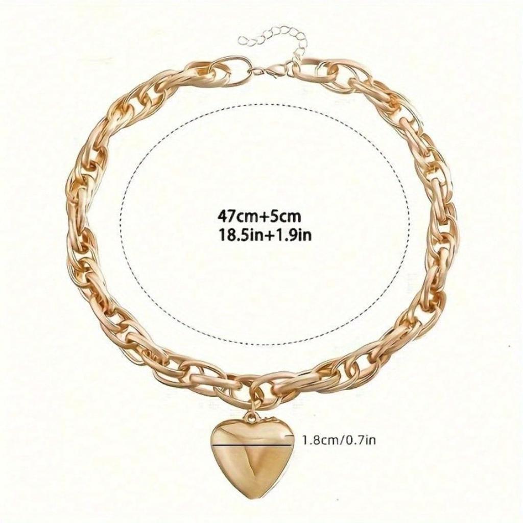 1 Fashionable, Lightweight and Luxurious Heart-shaped Pendant Necklace, Bohemian Style Hollowed Out Necklace, Daily Wear, Gift Giving