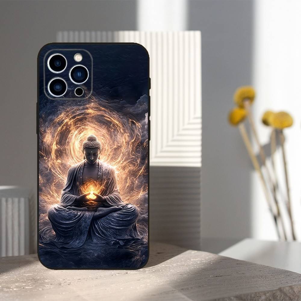 

Pattern Buddha Art For iPhone 12,16,11,14,15,17,13,X,Mini,SE,Max,8,7,XR,XS,Plus,Pro,Soft Silicone Black Case iPhone15