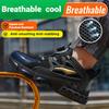 Men Safety Boots Puncture and Smash Resistant Lightweight Sole Breathable Rotary ButtonWork Shoes Indestructible Safety Shoes