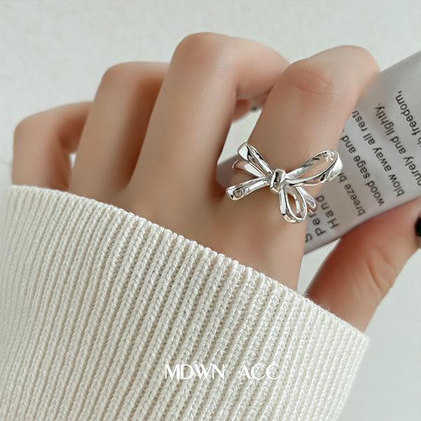 Korean Bow Knot Adjustable Ring: Women s Retro, Fashionable Rope Knot Index Finger Ring Open Adjustable