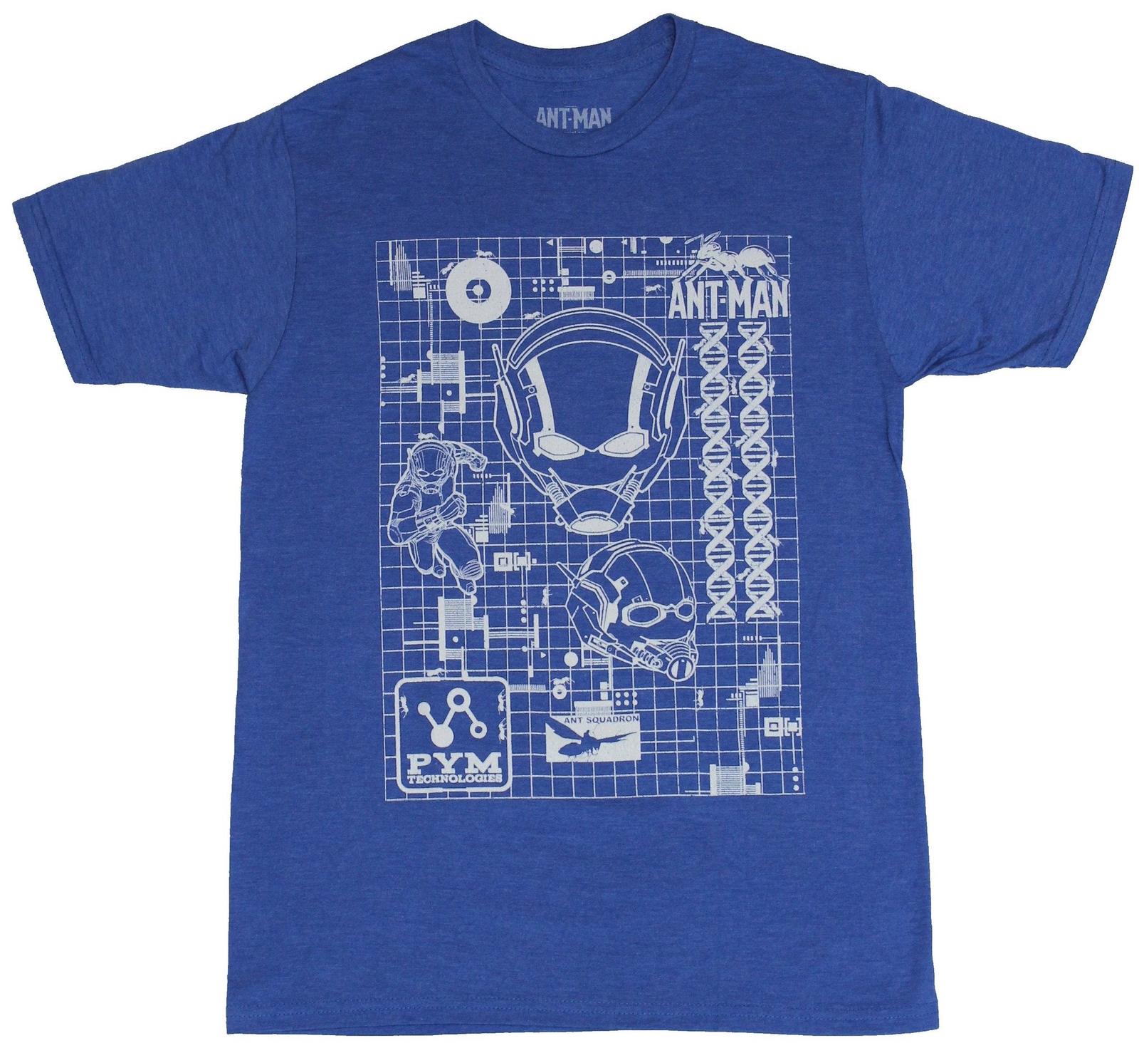 AntMan Marvel Comics Mens T-shirt Pym Technologies AntMan Blue Prints XXL