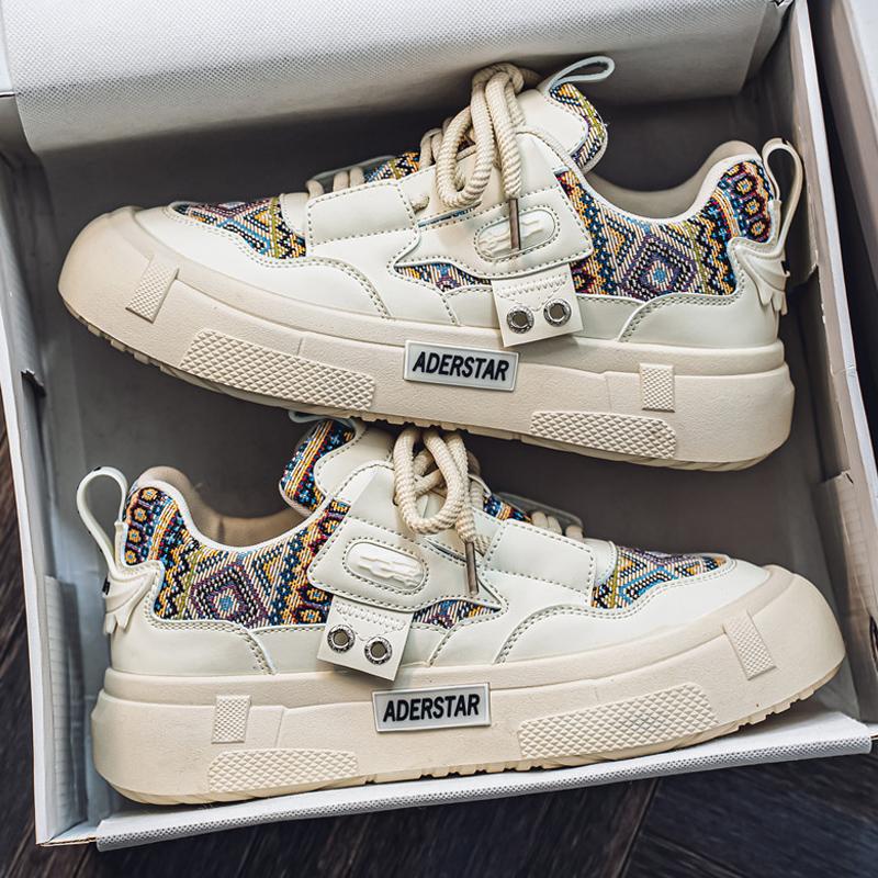 

Мужская обувь весна 2025 новый модный бренд оригинальный нишевый дизайн студенческие спортивные и досуговые нескользящие персонализированные туфли для доски 39 бежевый